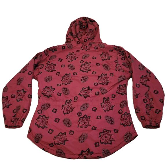 L.L. Bean Vintage Printed Anorak 1/4 Zip Pullover Hoodie Red Women's Size Medium - Picture 2 of 10